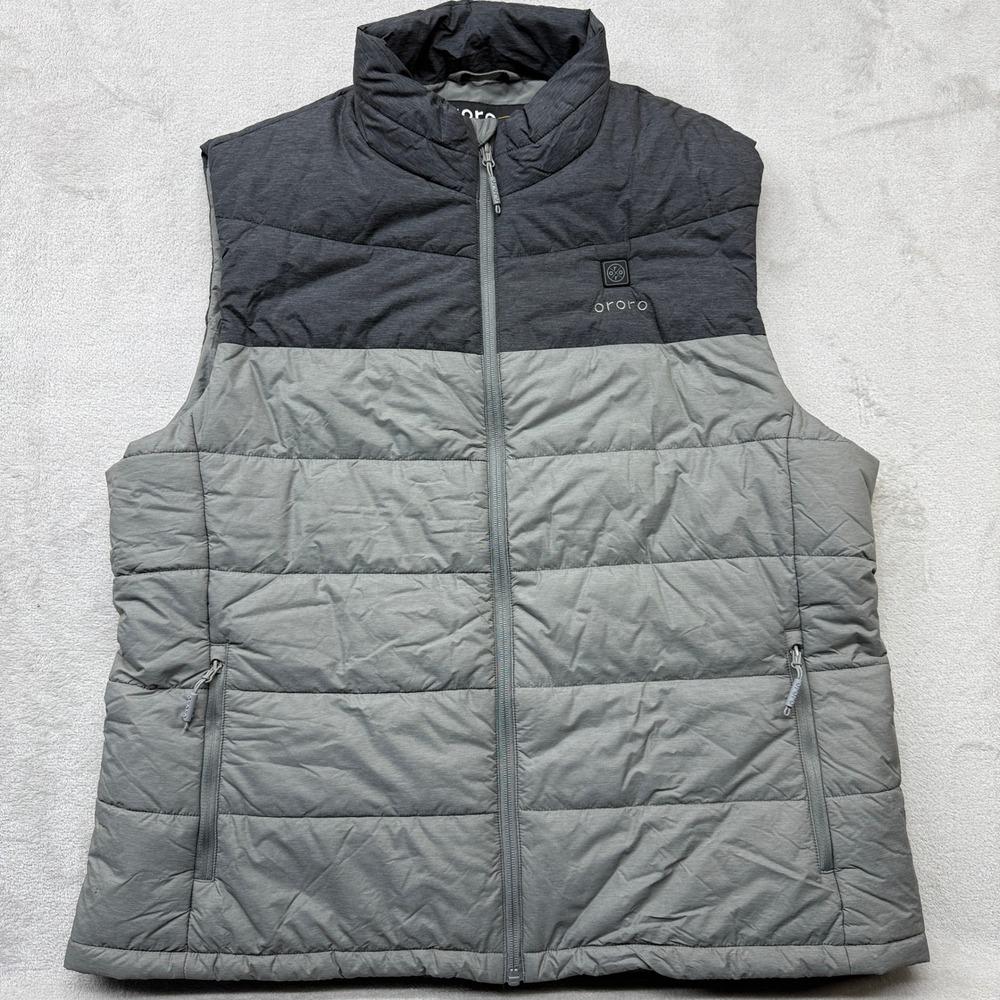 Ororo Heated Vest Mens 2XL XXL Grey Puffer Gray Quilted Sleeveless NO BATTERY
